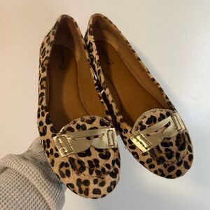 Sperry Leopard Print Loafers with Gold Detail